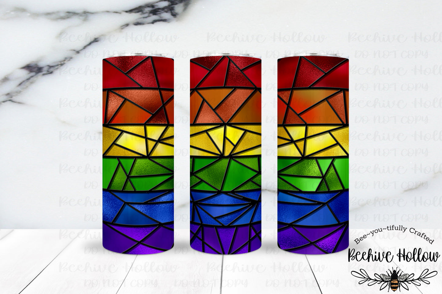 Pride Stained Glass style Tumbler - personalization available