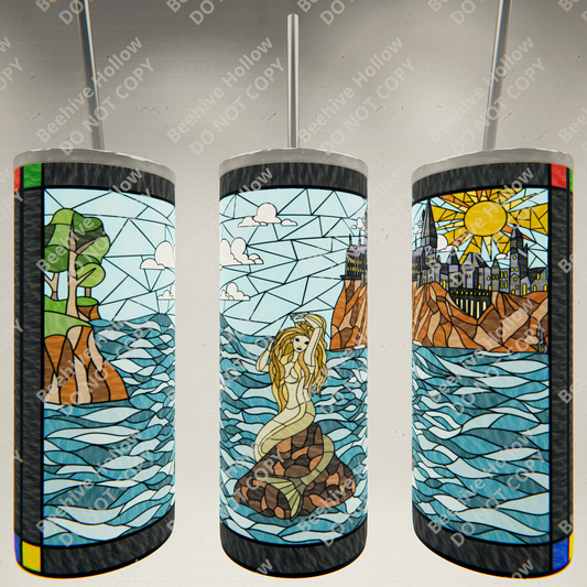 Wizard Mermaid Stained Glass style Tumbler
