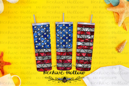 American Flag Stained Glass Stainless Steel Tumbler