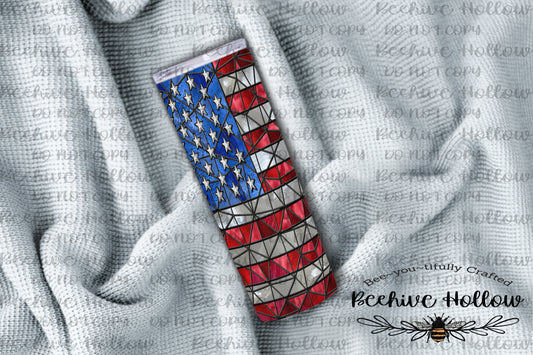 American Flag Stained Glass Stainless Steel Tumbler
