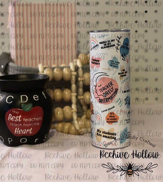 Teacher Affirmations Mental Health Matters BOHO tumbler 20oz - 30oz