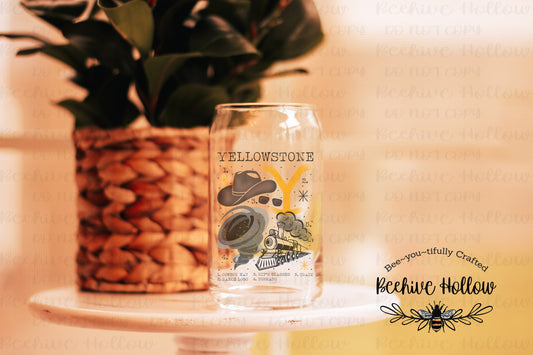 Western Train Station Glass Tumbler